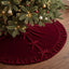 VOXOR Large Christmas Tree Skirt, Velvet Burgundy Tree Skirts with Center Pleats and Plush Tie Closures for Christmas Party Favors Decor
