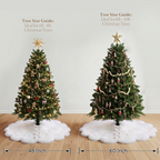 36 Inch Christmas Tree Skirt, White Faux Fur Tree Skirt with Pom-Pom Tie Closure, Elegant Xmas Tree Decorations for Holiday Home Decor