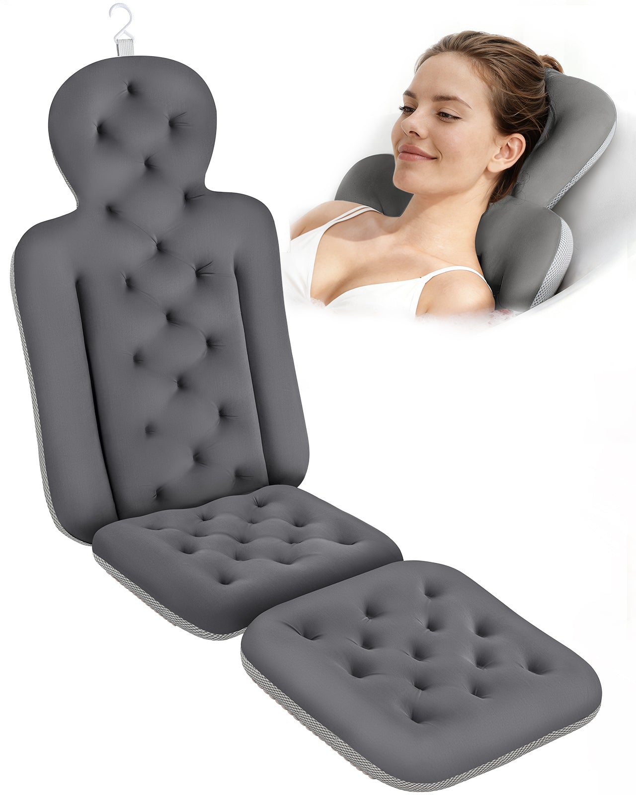 VOXOR Full Body Bath Pillow for Bathtub, Thick Bathtub Cushion, Luxury Tub Pillow for Bath for Headrest Neck and Back Support