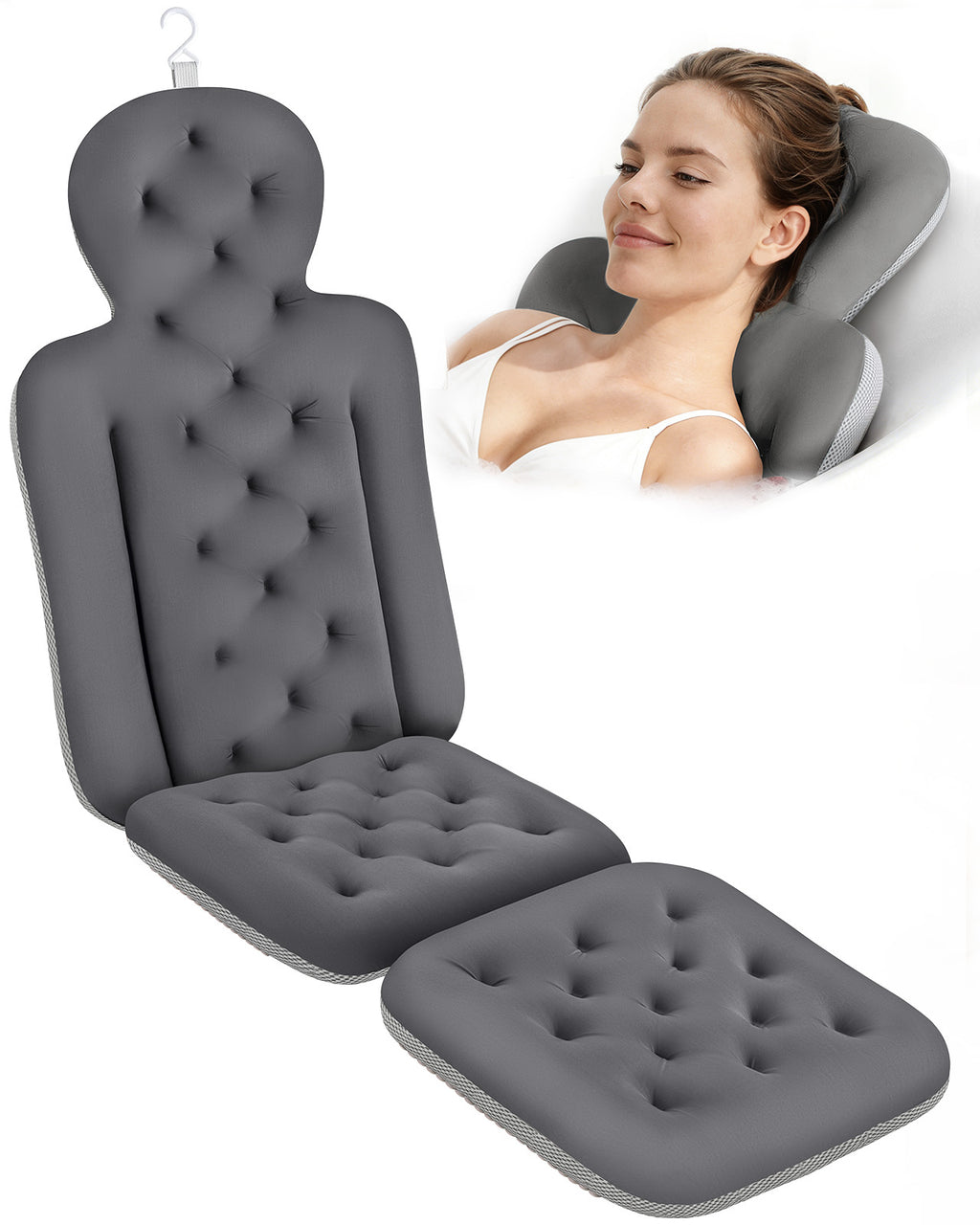 VOXOR Full Body Bath Pillow for Bathtub, Thick Bathtub Cushion, Luxury Tub Pillow for Bath for Headrest Neck and Back Support