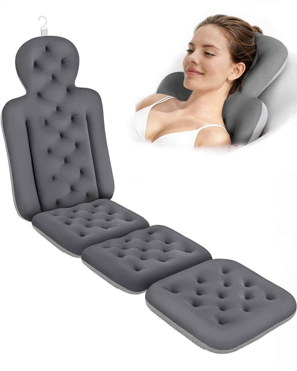 VOXOR Full Body Bath Pillow for Bathtub, Thick Bathtub Cushion, Luxury Tub Pillow for Bath for Headrest Neck and Back Support