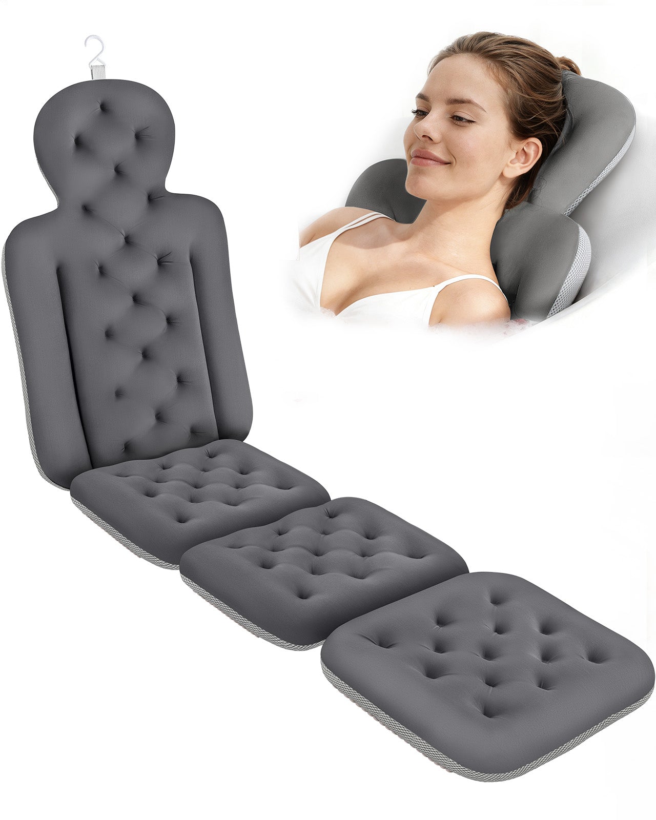 VOXOR Full Body Bath Pillow for Bathtub, Thick Bathtub Cushion, Luxury Tub Pillow for Bath for Headrest Neck and Back Support