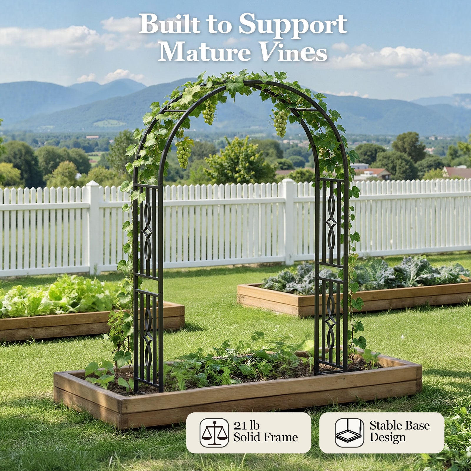 Metal Garden Arch, Heavy Duty Garden Trellis for Climbing Plants