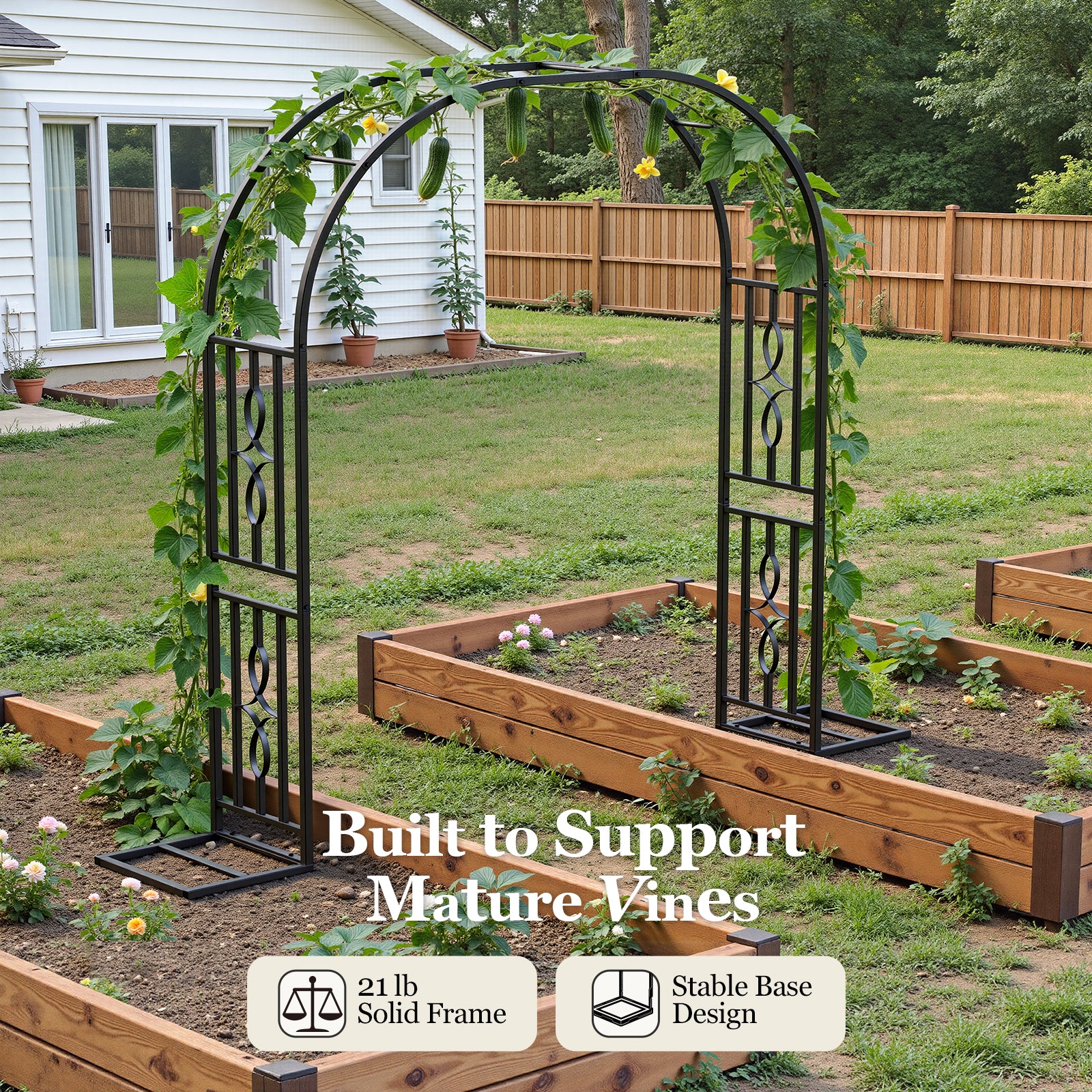 Metal Garden Arch, Heavy Duty Garden Trellis for Climbing Plants