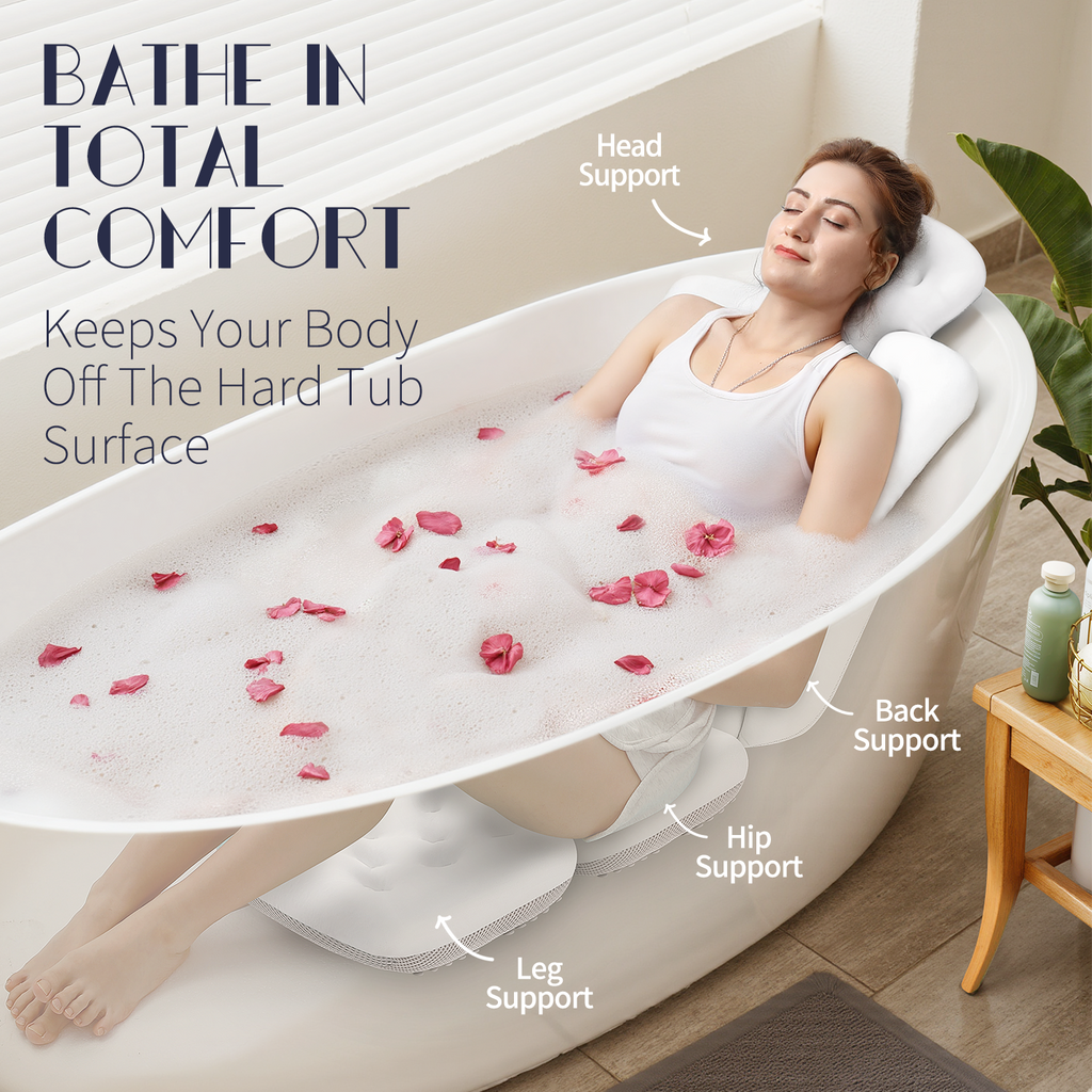 VOXOR Full Body Bath Pillow for Bathtub, Thick Bathtub Cushion, Luxury Tub Pillow for Bath for Headrest Neck and Back Support