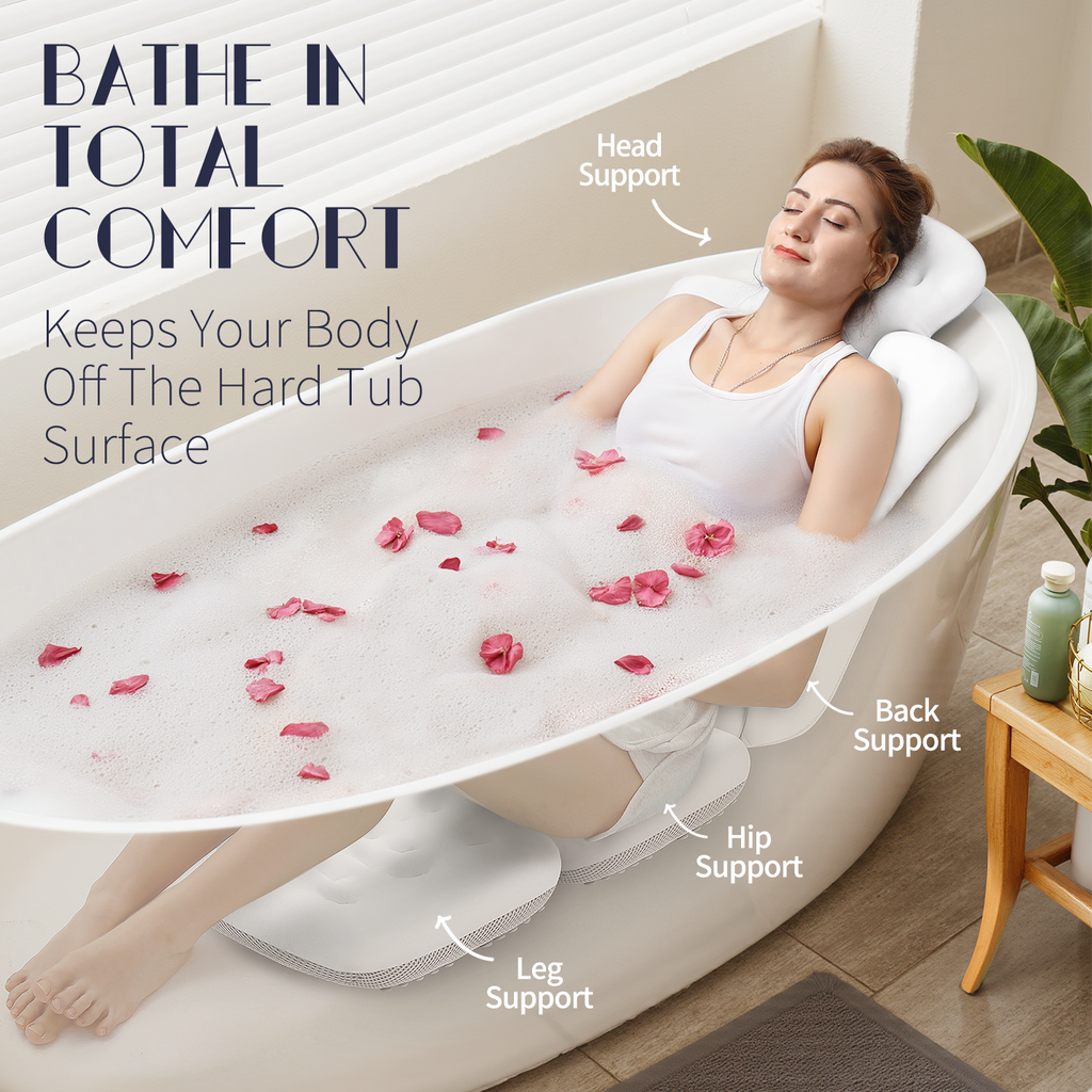 VOXOR Full Body Bath Pillow for Bathtub, Thick Bathtub Cushion, Luxury Tub Pillow for Bath for Headrest Neck and Back Support
