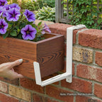 Window Box Brackets, Adjustable Planter Box Brackets, Heavy Duty Iron Flower Box Brackets for Railings, with Enhanced Bottom Support - Perfect for Balconies, Fences, and Gardens (Black, 2 Pack)