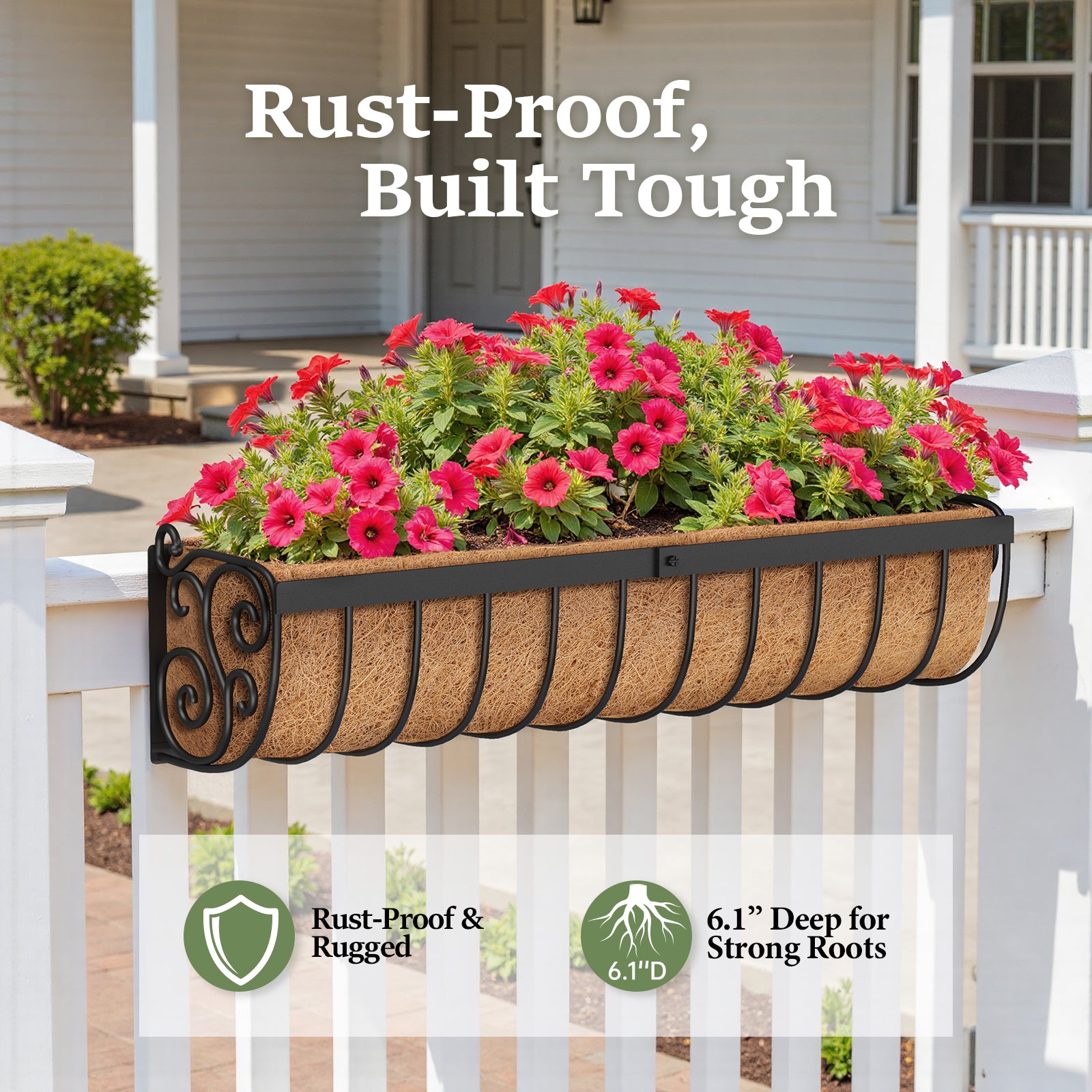 VOXOR Railing Planter Boxes Black