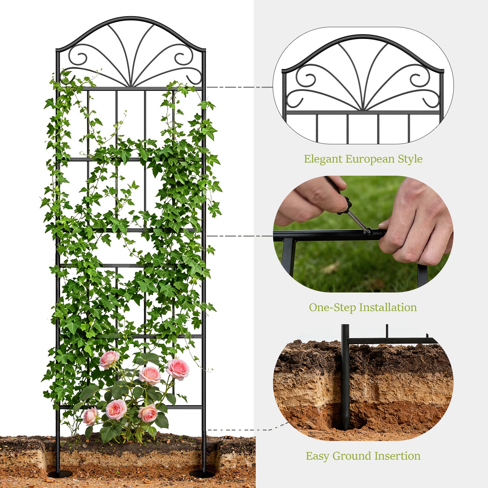 VOXOR Metal Trellis for Climbing Plants Outdoor,2 Pack