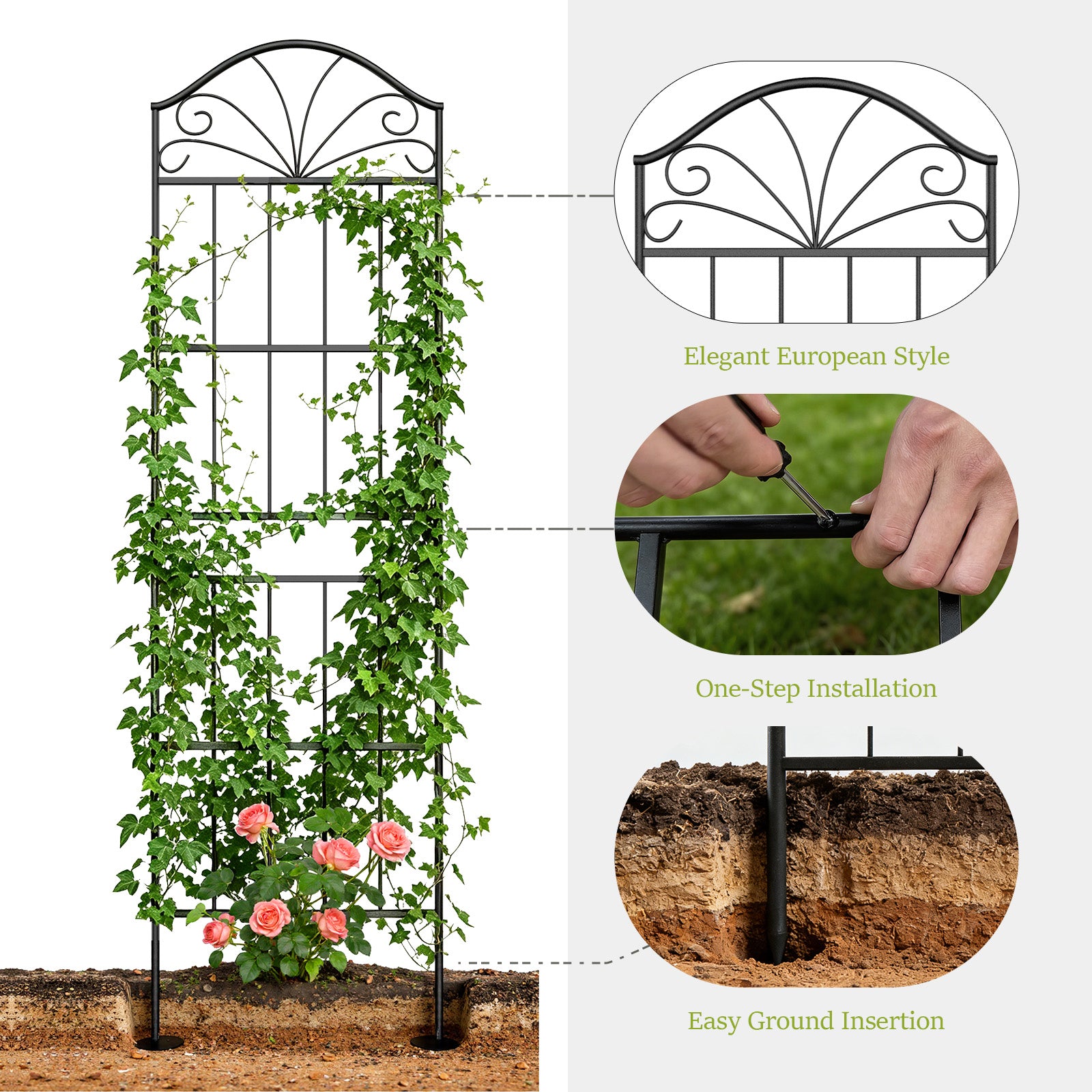 VOXOR Metal Trellis for Climbing Plants Outdoor,2 Pack