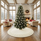 48 Inch Christmas Tree Skirt, Knit Tree Skirts,Tree Skirt for Winter Christmas Holiday Party Decoration, White