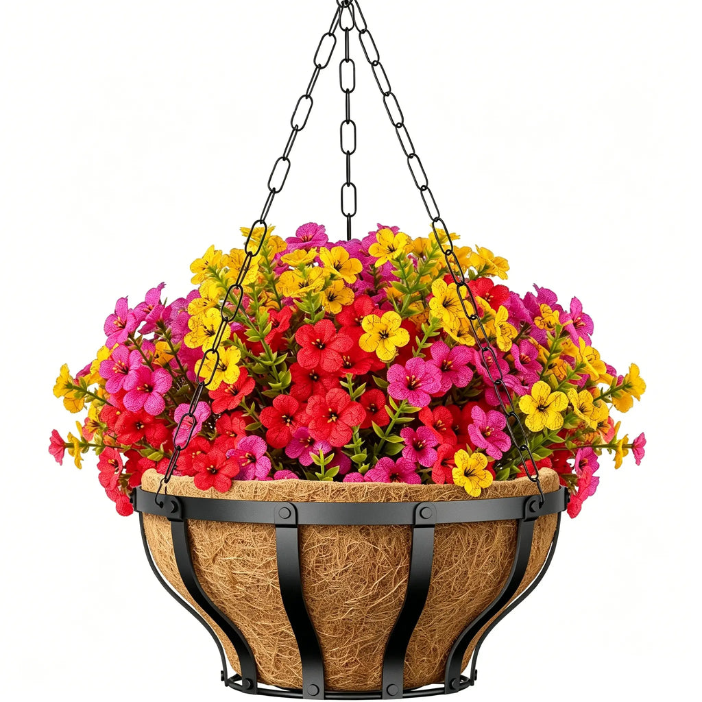 VOXOR Artificial Hanging Flowers with Hanging Baskets for Outdoors