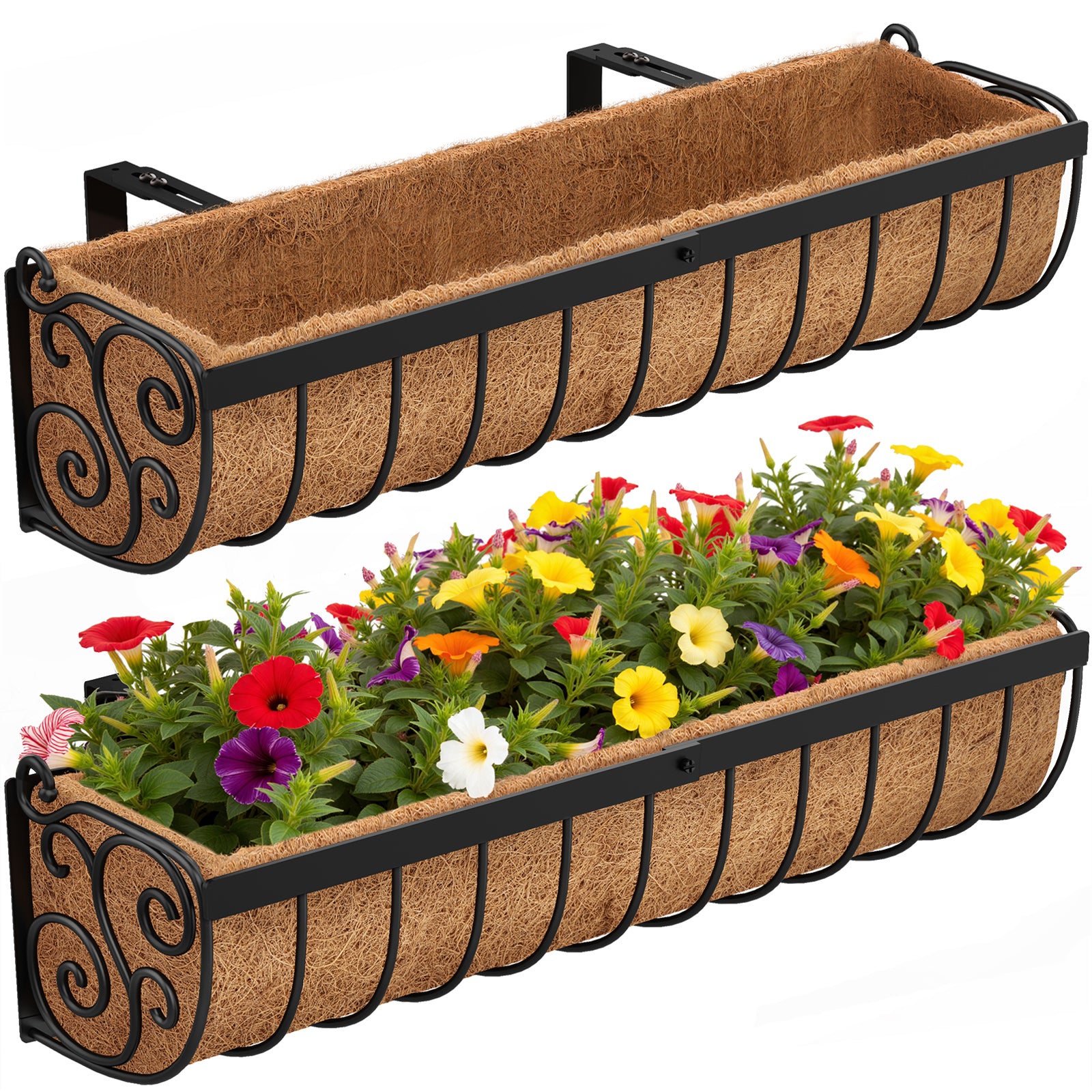 VOXOR Railing Planter Boxes Black