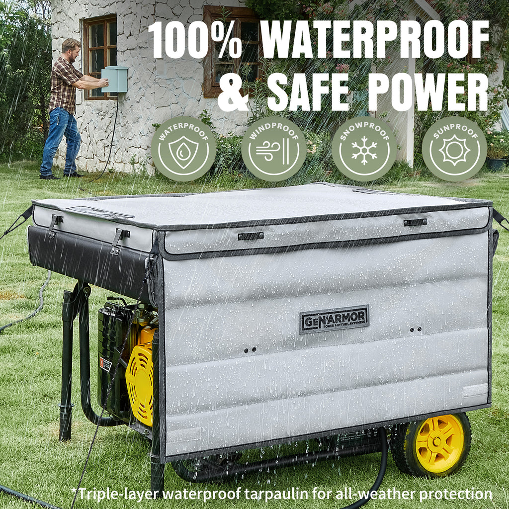 GenArmor Generator Covers While Running, 100% Waterproof Heavy Duty Tarps Generator Tent, Portable Outdoor Generator Enclosure for Most 4000w~13000w Generators