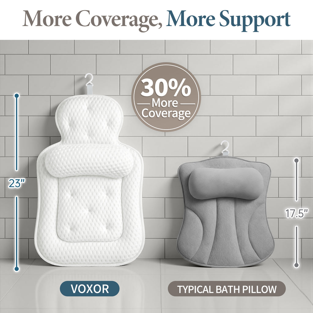 Bath Pillows for Tub, Comfortable Bathtub Cushion for Head and Neck with Soft 3D Mesh Fabric and 54 Non-Slip Suction Cups