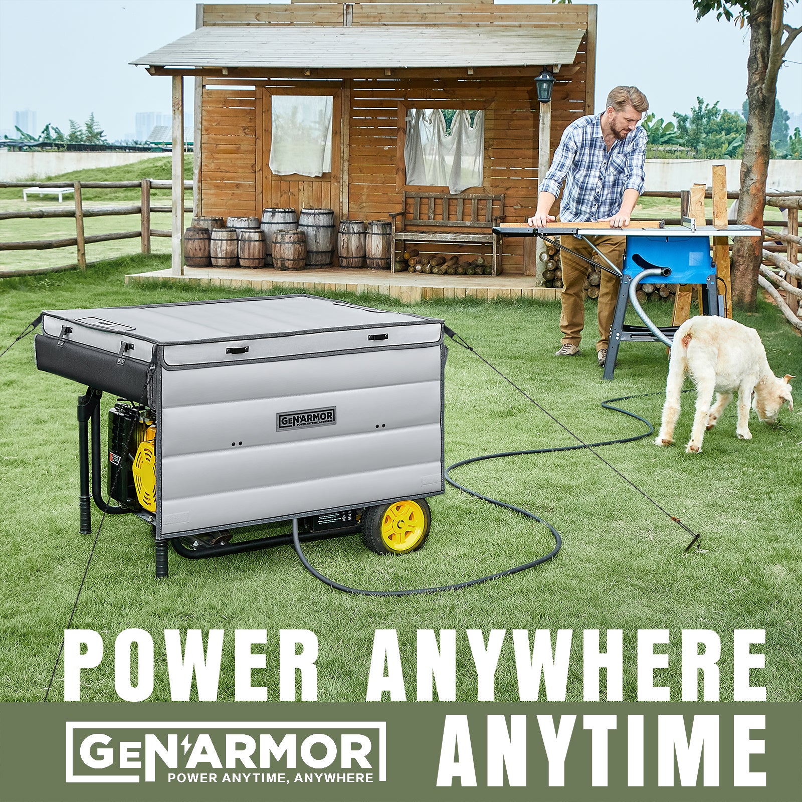 GenArmor Generator Covers While Running, 100% Waterproof Heavy Duty Tarps Generator Tent, Portable Outdoor Generator Enclosure for Most 4000w~13000w Generators