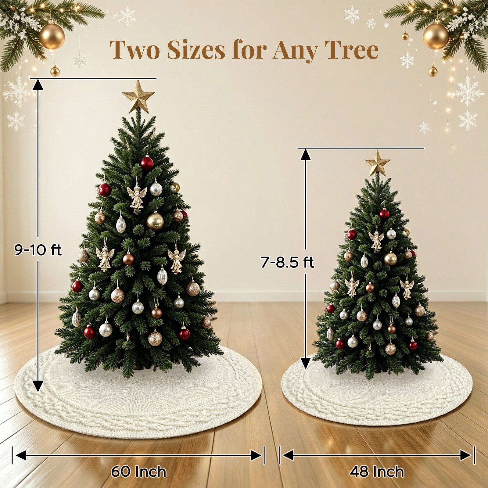 48 Inch Christmas Tree Skirt, Knit Tree Skirts,Tree Skirt for Winter Christmas Holiday Party Decoration, White
