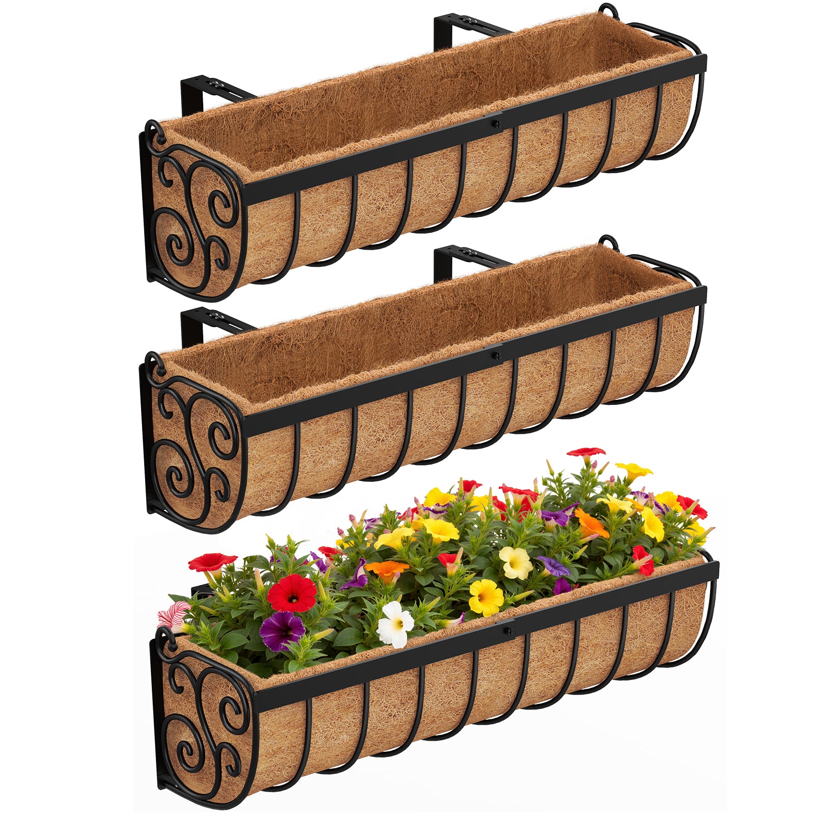 VOXOR Railing Planter Boxes Black