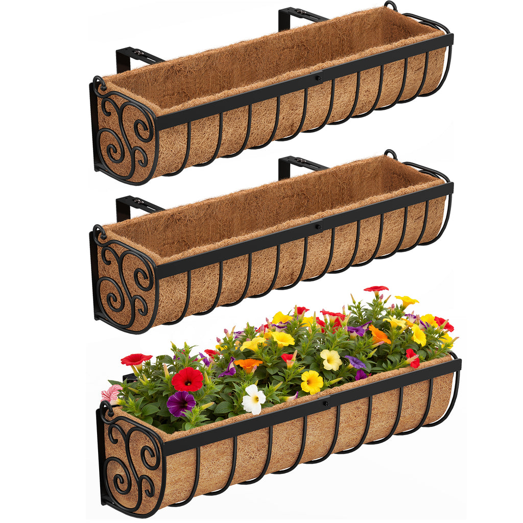 VOXOR Railing Planter Boxes Black