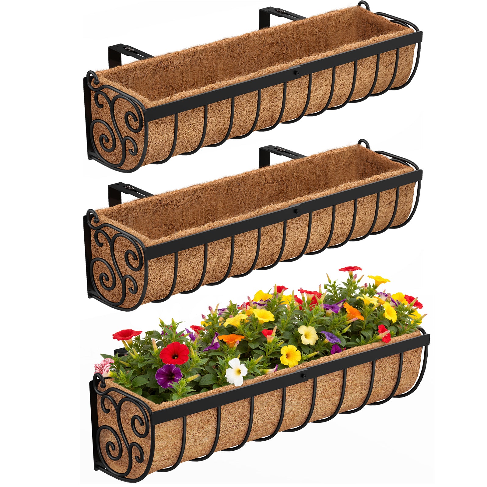 VOXOR Railing Planter Boxes Black