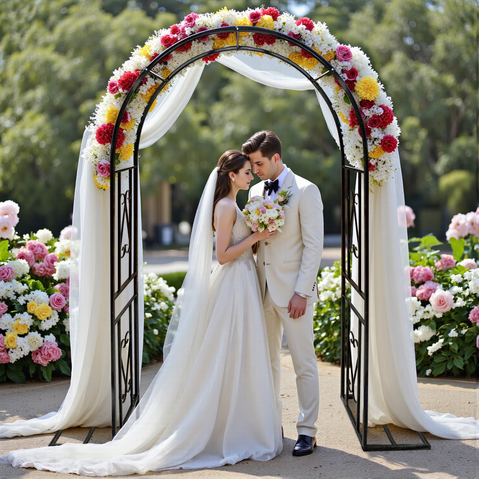 Metal Garden Arch, Heavy Duty Garden Trellis for Climbing Plants