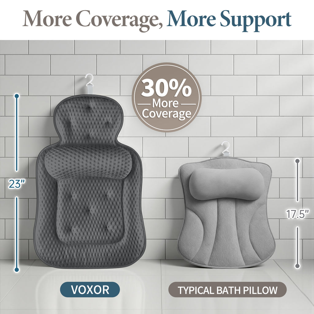 Bath Pillows for Tub, Comfortable Bathtub Cushion for Head and Neck with Soft 3D Mesh Fabric and 54 Non-Slip Suction Cups
