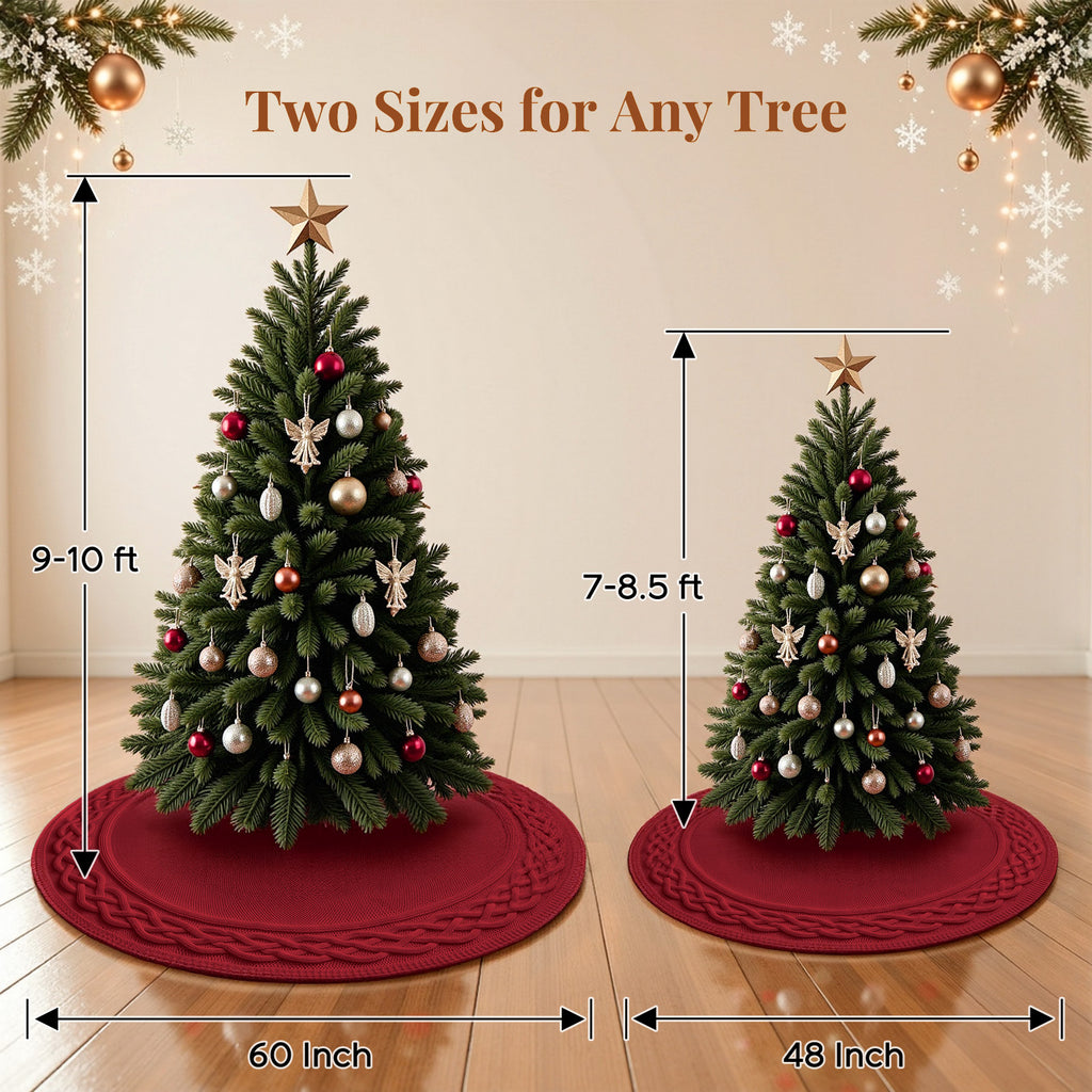 48 Inch Christmas Tree Skirt, Knit Tree Skirts,Tree Skirt for Winter Christmas Holiday Party Decoration, White