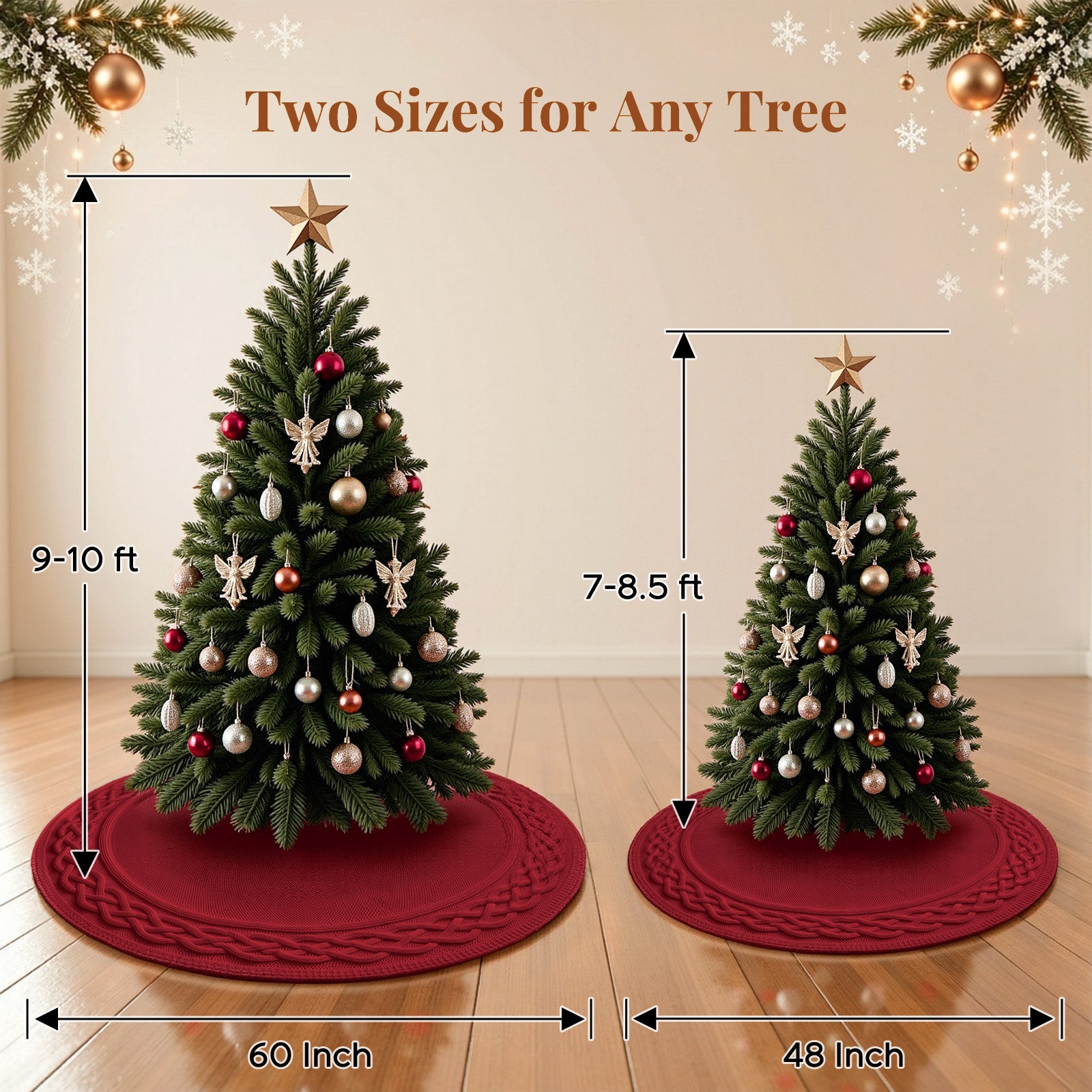 48 Inch Christmas Tree Skirt, Knit Tree Skirts,Tree Skirt for Winter Christmas Holiday Party Decoration, White