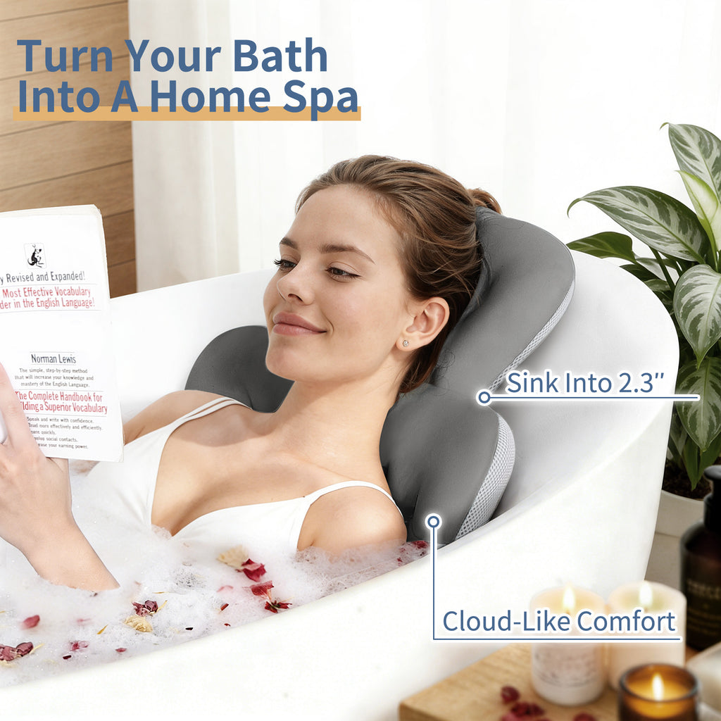 VOXOR Full Body Bath Pillow for Bathtub, Thick Bathtub Cushion, Luxury Tub Pillow for Bath for Headrest Neck and Back Support
