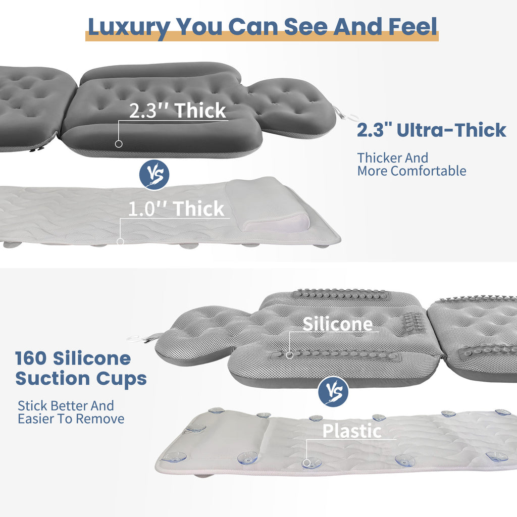 VOXOR Full Body Bath Pillow for Bathtub, Thick Bathtub Cushion, Luxury Tub Pillow for Bath for Headrest Neck and Back Support