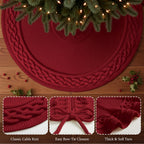 48 Inch Christmas Tree Skirt, Knit Tree Skirts,Tree Skirt for Winter Christmas Holiday Party Decoration, White