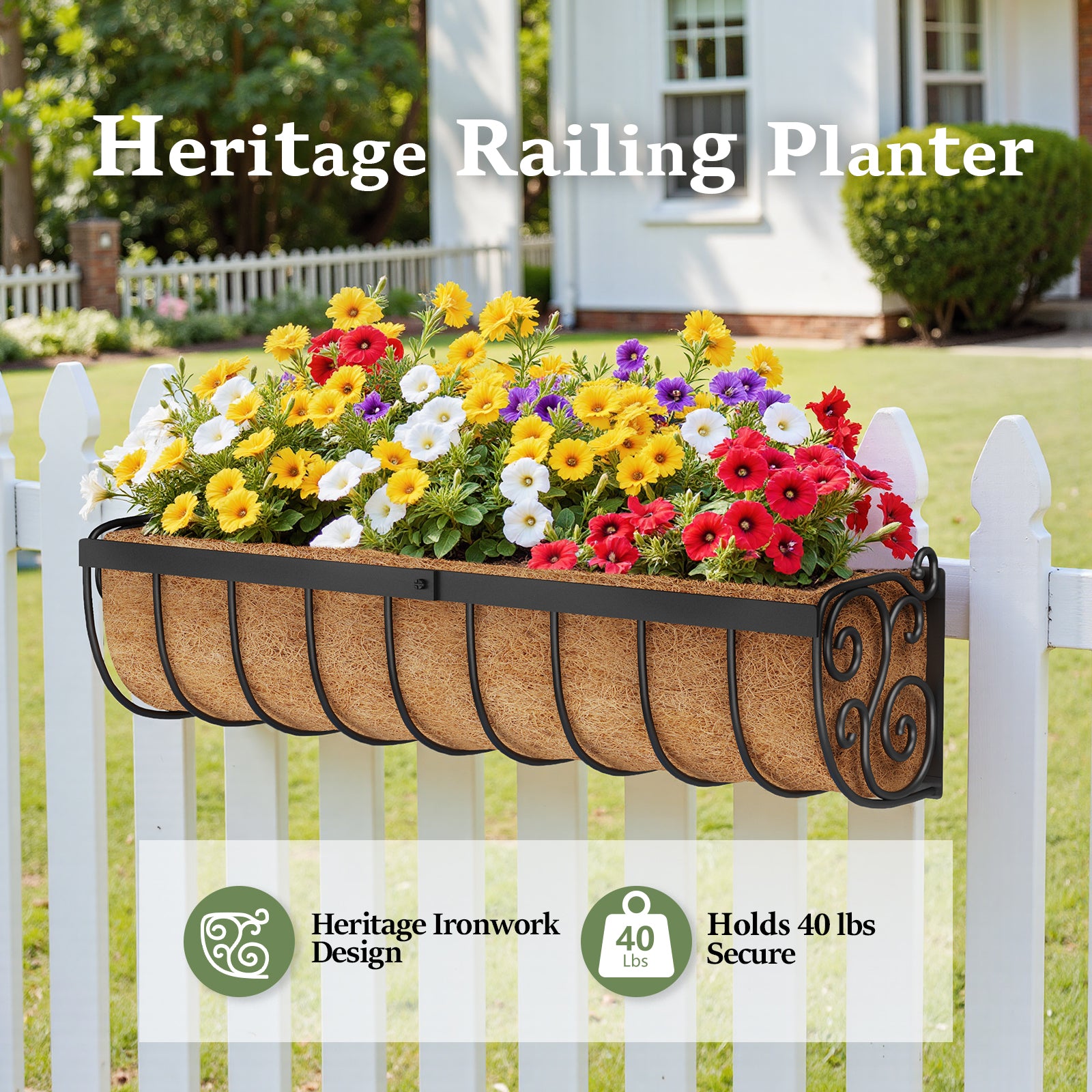 VOXOR Railing Planter Boxes Black