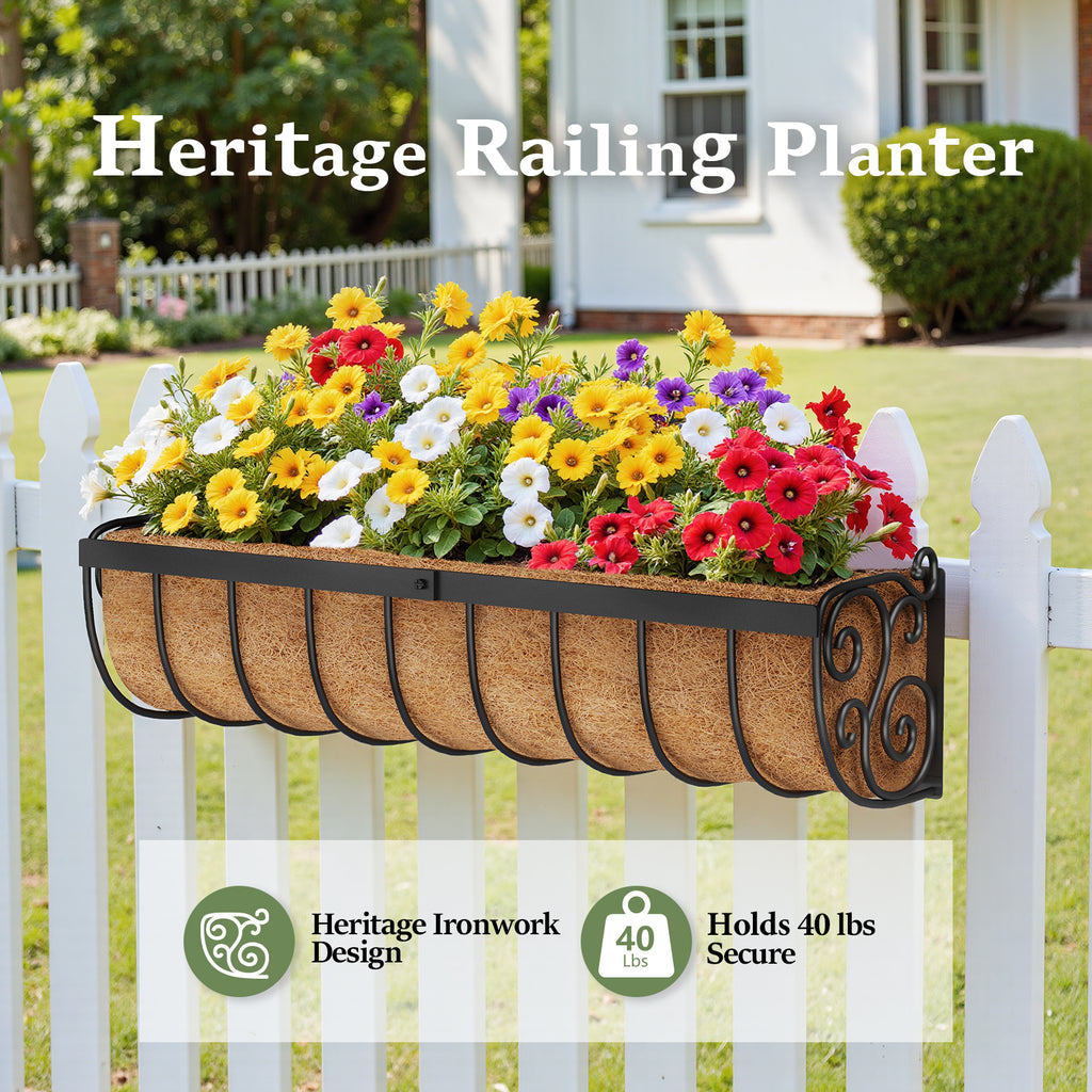 VOXOR Railing Planter Boxes Black