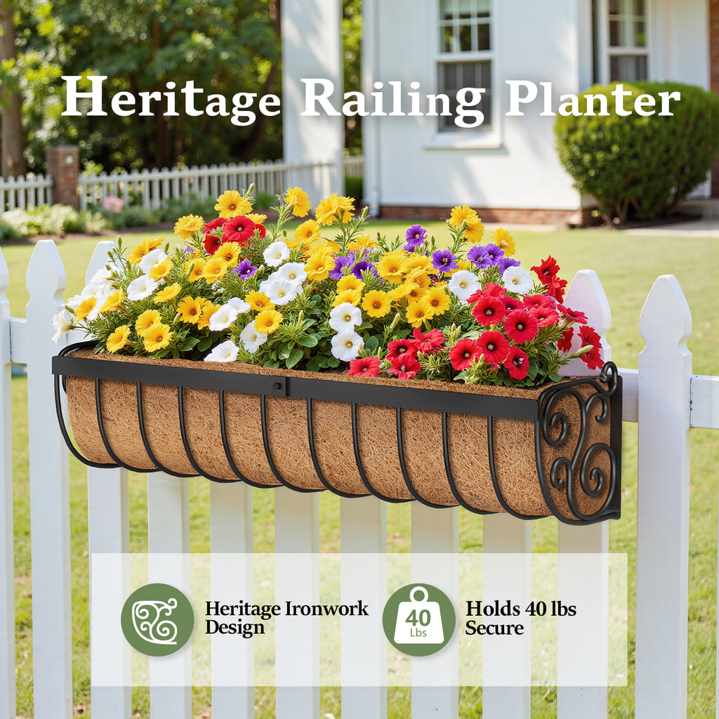 VOXOR Railing Planter Boxes Black