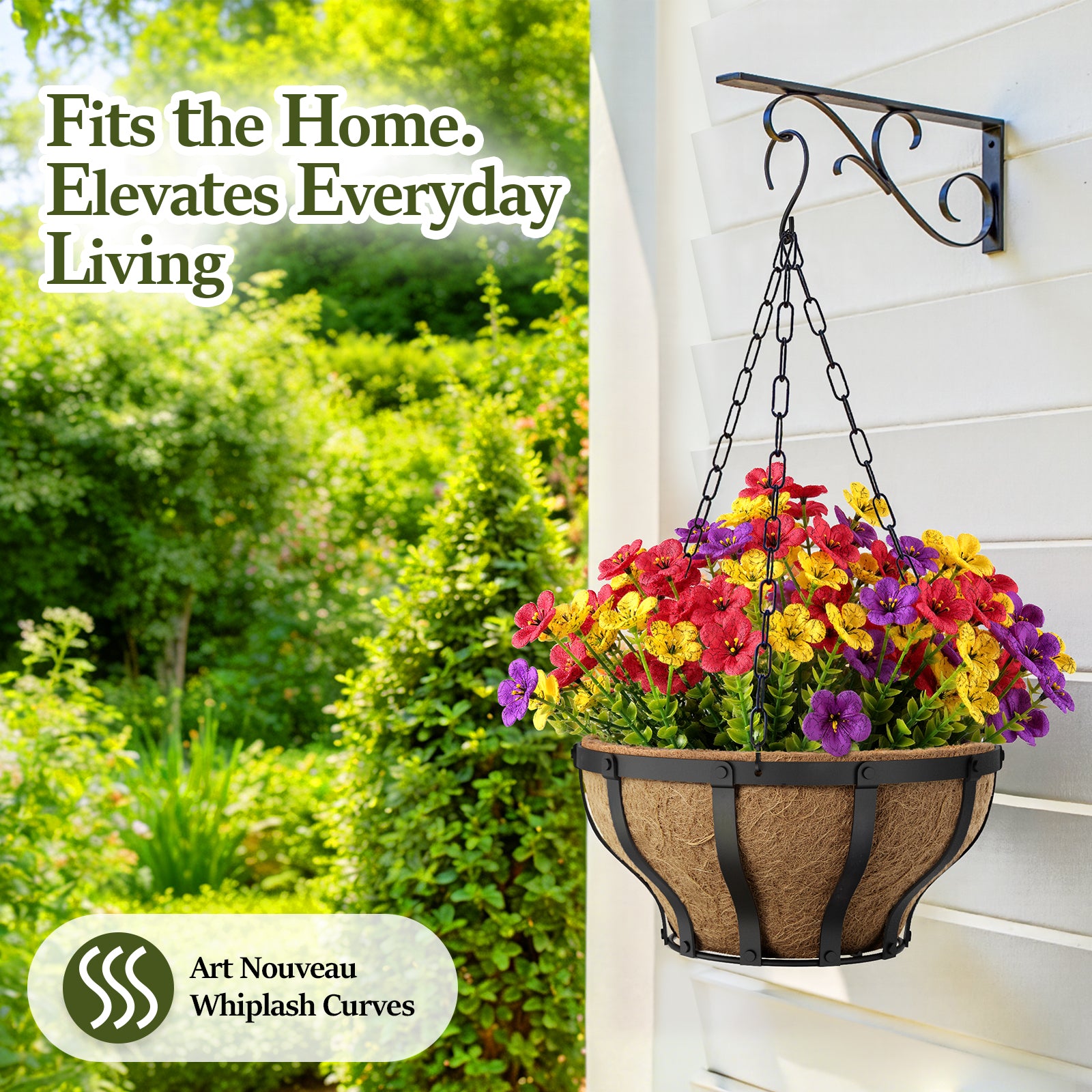 VOXOR Artificial Hanging Flowers with Hanging Baskets for Outdoors