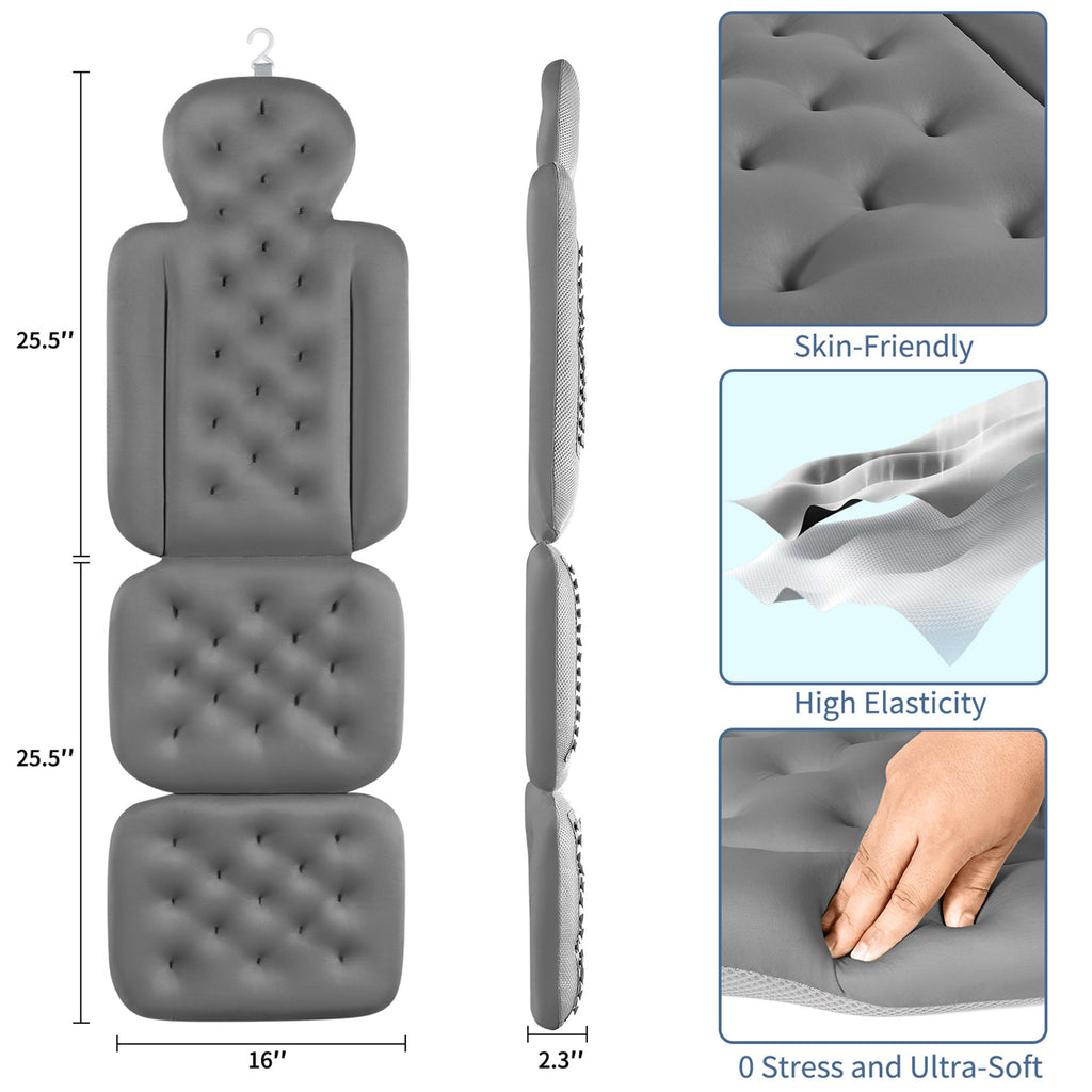 VOXOR Full Body Bath Pillow for Bathtub, Thick Bathtub Cushion, Luxury Tub Pillow for Bath for Headrest Neck and Back Support