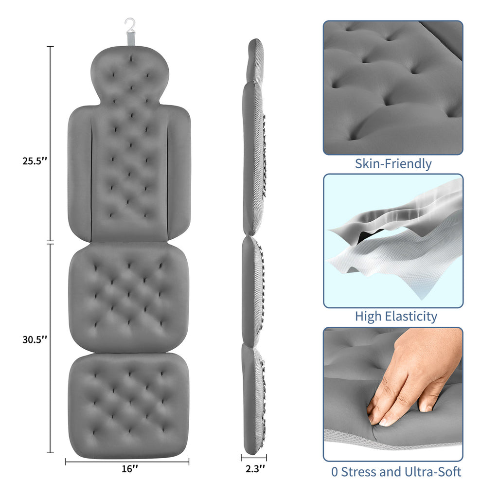 VOXOR Full Body Bath Pillow for Bathtub, Thick Bathtub Cushion, Luxury Tub Pillow for Bath for Headrest Neck and Back Support
