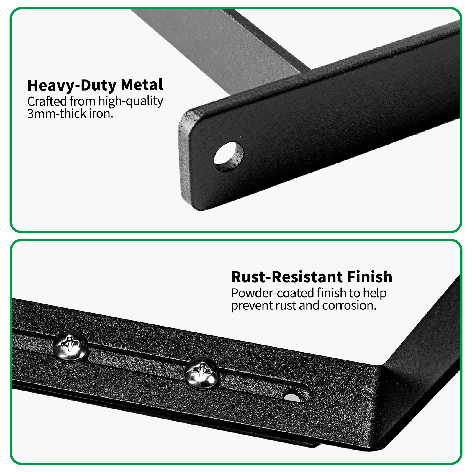 Window Box Brackets, Adjustable Planter Box Brackets, Heavy Duty Iron Flower Box Brackets for Railings, with Enhanced Bottom Support - Perfect for Balconies, Fences, and Gardens (Black, 2 Pack)