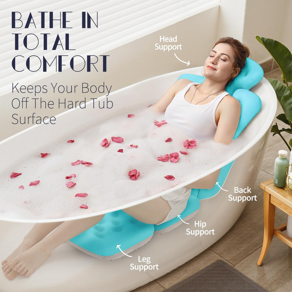 VOXOR Full Body Bath Pillow for Bathtub, Thick Bathtub Cushion, Luxury Tub Pillow for Bath for Headrest Neck and Back Support