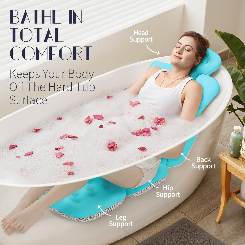 VOXOR Full Body Bath Pillow for Bathtub, Thick Bathtub Cushion, Luxury Tub Pillow for Bath for Headrest Neck and Back Support
