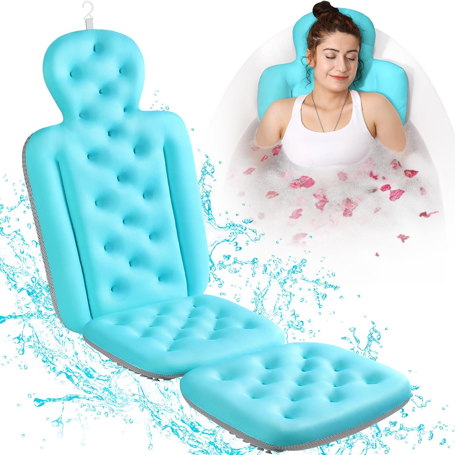 VOXOR Full Body Bath Pillow for Bathtub, Thick Bathtub Cushion, Luxury Tub Pillow for Bath for Headrest Neck and Back Support