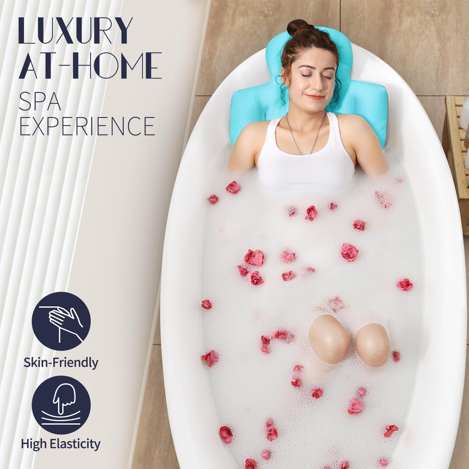 VOXOR Full Body Bath Pillow for Bathtub, Thick Bathtub Cushion, Luxury Tub Pillow for Bath for Headrest Neck and Back Support