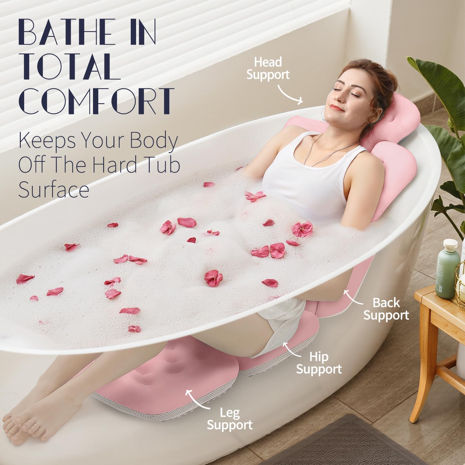 VOXOR Full Body Bath Pillow for Bathtub, Thick Bathtub Cushion, Luxury Tub Pillow for Bath for Headrest Neck and Back Support
