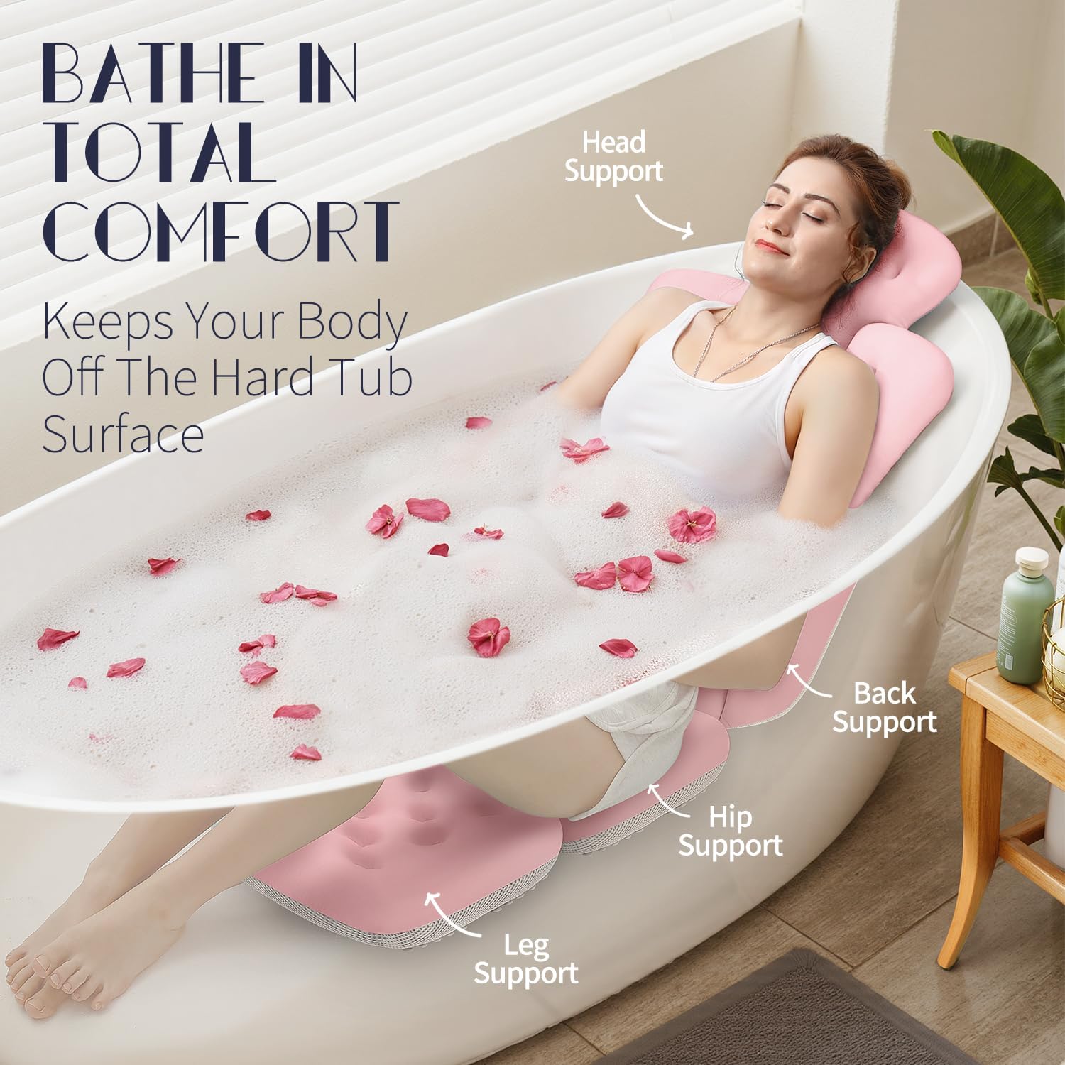 VOXOR Full Body Bath Pillow for Bathtub, Thick Bathtub Cushion, Luxury Tub Pillow for Bath for Headrest Neck and Back Support