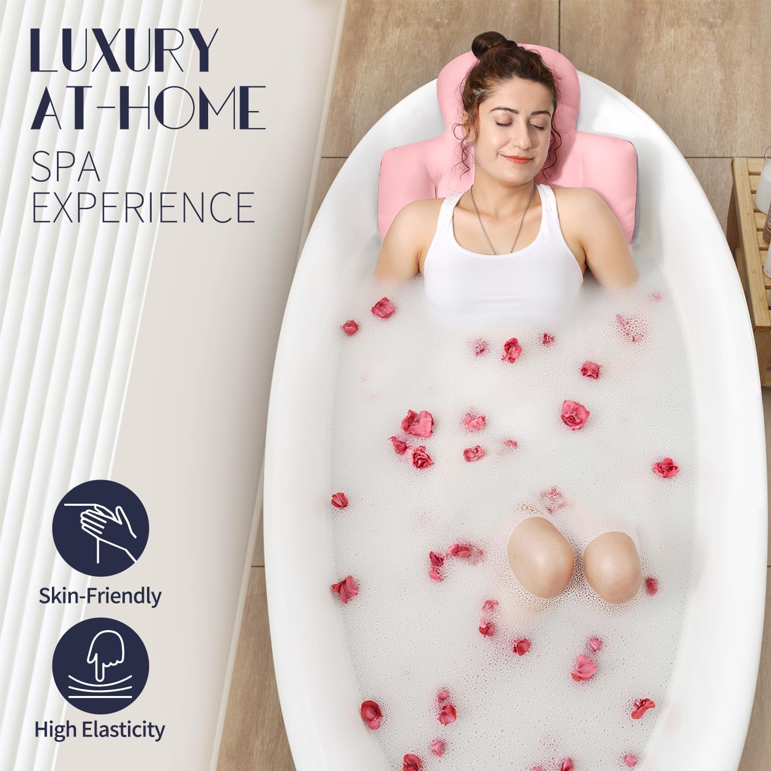 VOXOR Full Body Bath Pillow for Bathtub, Thick Bathtub Cushion, Luxury Tub Pillow for Bath for Headrest Neck and Back Support