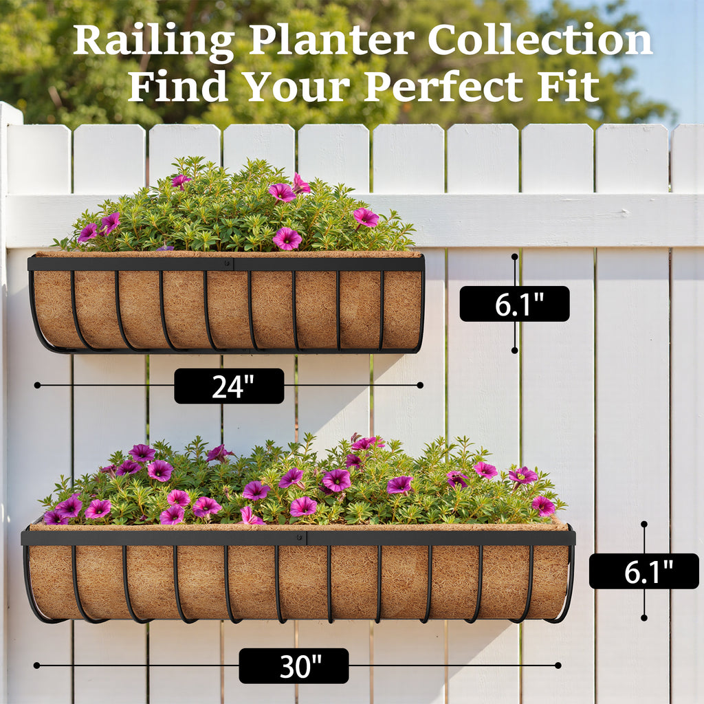 VOXOR Railing Planter Boxes Black