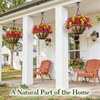 VOXOR Artificial Hanging Flowers with Hanging Baskets for Outdoors