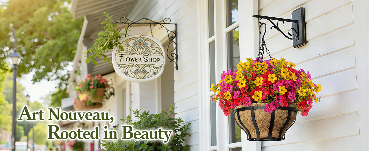 VOXOR Artificial Hanging Flowers with Hanging Baskets for Outdoors
