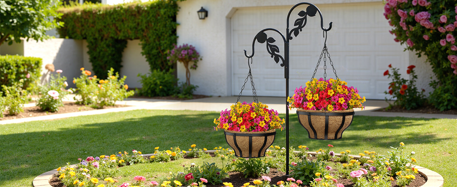 VOXOR Artificial Hanging Flowers with Hanging Baskets for Outdoors