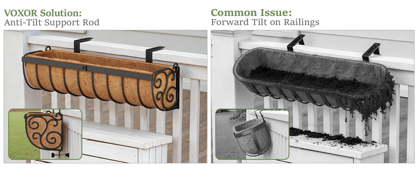 VOXOR Railing Planter Boxes Black